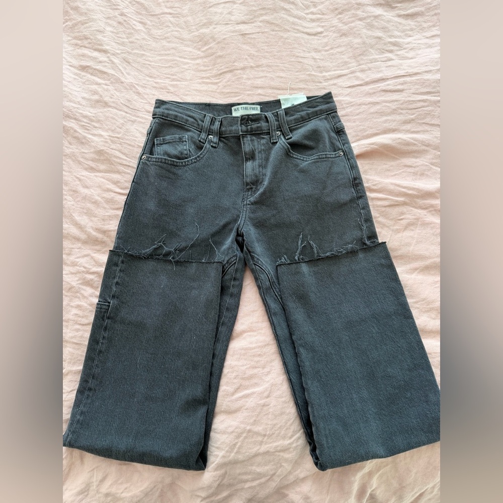 Free People WE-THE-FREE Washed Black High-Rise Risk Taker Jeans - Picture 6 of 8
